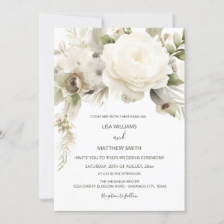 Invitación Boda de fotos Dreamy White Rose
