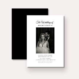 Invitación boda de fotos elegante de estilo clásico blanco y