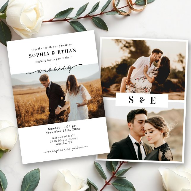 Invitación Boda de fotos elegante de estilo clásico de escrit (Subido por el creador)