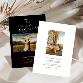 Invitación boda de fotos elegante, de estilo clásico y blanco