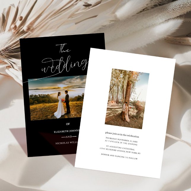 Invitación boda de fotos elegante, de estilo clásico y blanco (Subido por el creador)