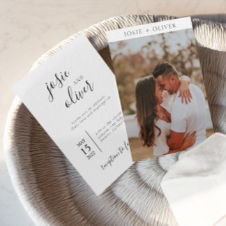 Invitación Boda de fotos elegante y Minimalista