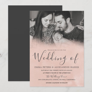 Invitación Boda de fotos en blanco y negro gris de Rubor