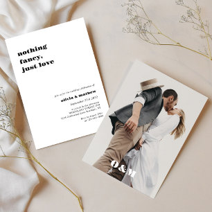 Invitación Boda de fotos en negrita monograma