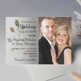 Invitación Boda de Fotos en Plata y Oro