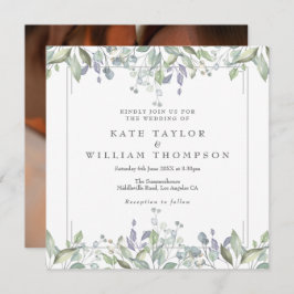 Invitación Boda De Fotos Floral Sage Y Lilac Square