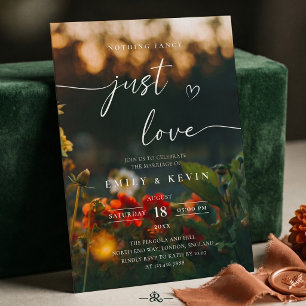 Invitación Boda de Fotos Florales con Guión Romántico y Malhu