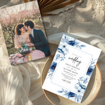 Boda de Fotos Florales de Champagne Marfil Azul Po