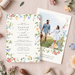 Invitación Boda de Fotos Florales Vintage de Flores Silvestre