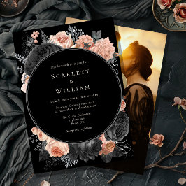 Invitación Boda de fotos gótico negro oscuro de Rubor