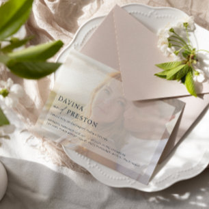 Invitación Boda de fotos horizontal con guión contemporáneo d
