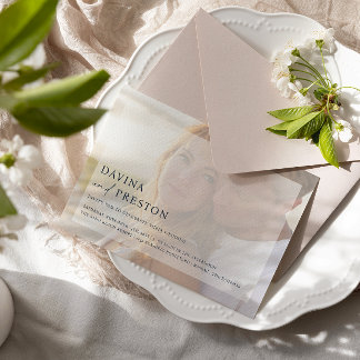 Invitación Boda de fotos horizontal con guión contemporáneo d