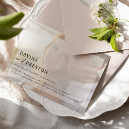 Invitación Boda de fotos horizontal de guión de Moda contempo