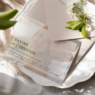 Invitación Boda de fotos horizontal de guión de Moda contempo