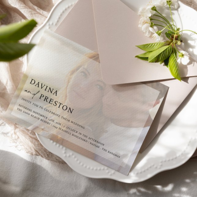 Invitación Boda de fotos horizontal de guión de Moda contempo (Subido por el creador)