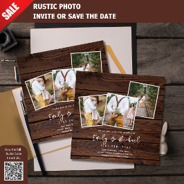 INVITACIÓN BODA DE FOTOS INVITA RÚSTICA PLAZA DE WOODLAND BAR