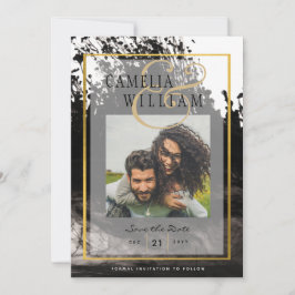 Invitación Boda de FOTOS LeahG Black Gold INK Save Date