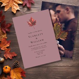 Invitación Boda de fotos Mauve de la hoja de caída mínima sim