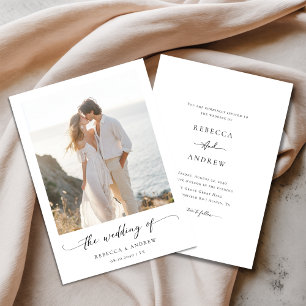 Invitación Boda de fotos minimalista de playas con guiones mo