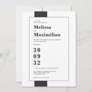 Invitación Boda de fotos minimalista en negrita y en blanco