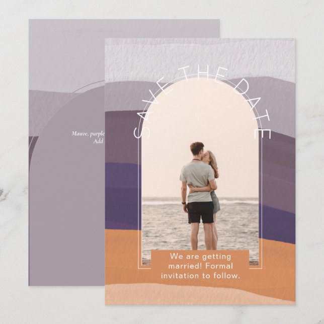 Invitación Boda de fotos modernas para guardar la fecha (Anverso / Reverso)