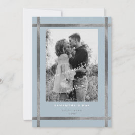 Invitación Boda de fotos moderno Icy Blue & Silver