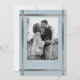 Invitación Boda de fotos moderno Icy Blue & Silver
