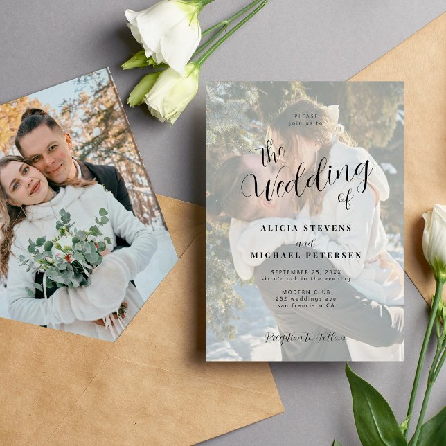 Invitación Boda de fotos para overlay blanco simple y elegant (Subido por el creador)