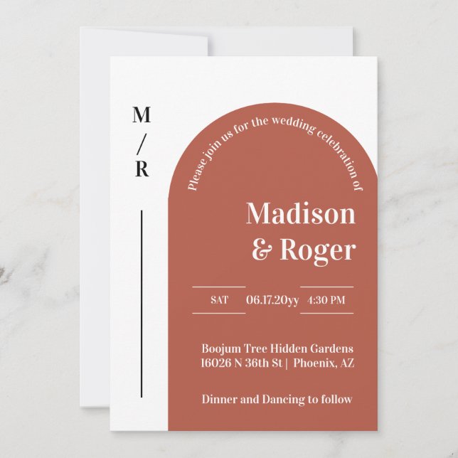 Invitación Boda de Fotos RSVP Código QR Retro Moderno (Anverso)