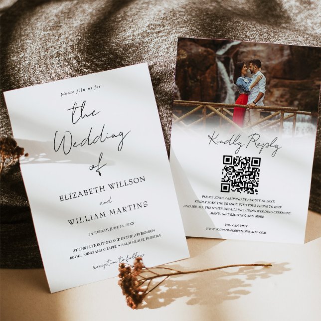 Invitación Boda de fotos RSVP de código QR de guión corto (Subido por el creador)