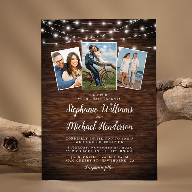 Invitación Boda de Fotos Rústicas de Campo (Subido por el creador)