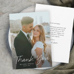 Invitación Boda de fotos simple de escritura moderna Gracias<br><div class="desc">Tarjeta De Agradecimiento De Un Boda De Fotos Simple De Guión Moderno. Haga clic en el botón de edición para personalizar este diseño para que se ajuste a sus necesidades.</div>
