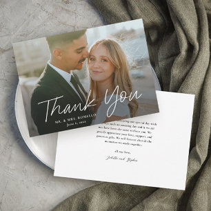 Invitación Boda de fotos simple de escritura moderna Gracias