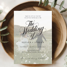 Invitación Boda de fotos simple en blanco y negro