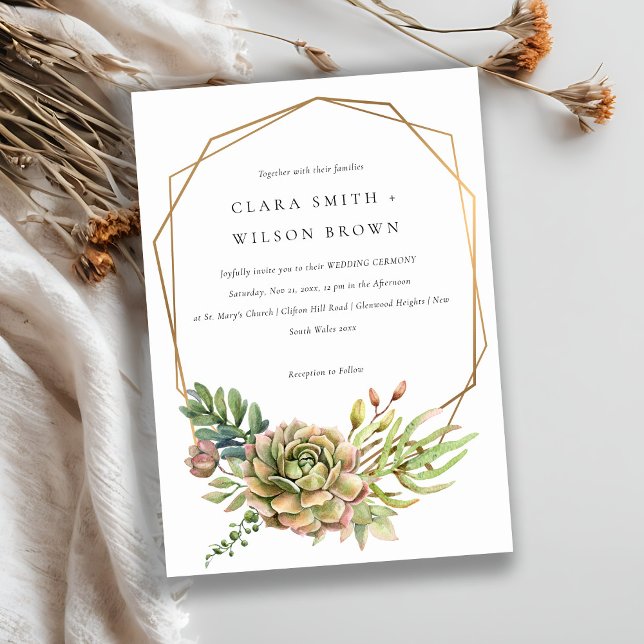 Invitación Boda DE FRAME FOLIAGE DE CACTI SUCULENT DESERT VER (Subido por el creador)
