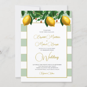 Invitación Boda de franja blanca verde limón