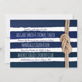 Invitación Boda de franjas acuáticas de Knot nautical