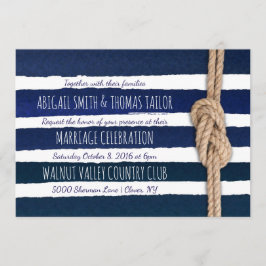 Invitación Boda de franjas acuáticas de Knot nautical