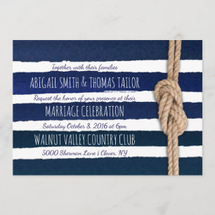 Invitación Boda de franjas acuáticas de Knot nautical