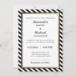 Invitación Boda de franjas de vidrio modernas de oro blanco n