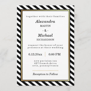 Invitación Boda de franjas de vidrio modernas de oro blanco n