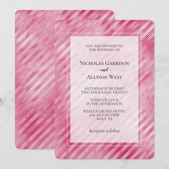 Invitación Boda de franjas de vidrio rosado de Guay (Anverso / Reverso)