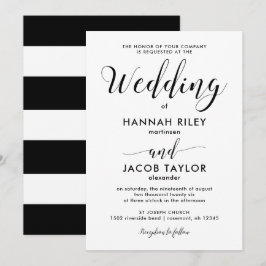 Invitación Boda de franjas en blanco y negro