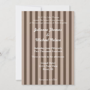 Invitación Boda de franjas marrón y crema