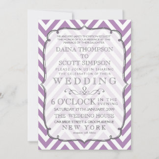 Invitación Boda de franjas violetas blancas y africanas
