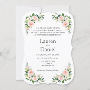 Invitación Boda de frases clásicas de Rubor Pink Flowers