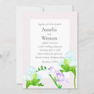 Invitación Boda de Freesia Flowers de color azul de lavanda