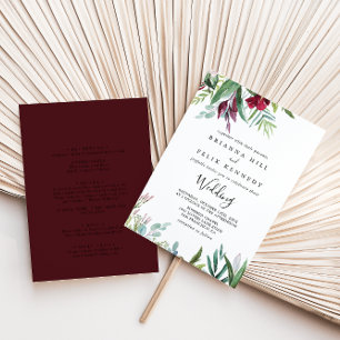 Invitación Boda de frente y espalda floral tropical caligrafí