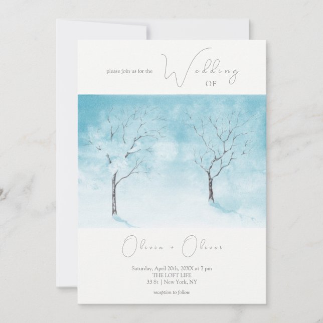 Invitación Boda de frescura de invierno (Anverso)
