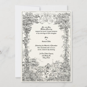 Invitación Boda de frontera de la pareja del castillo de Vict